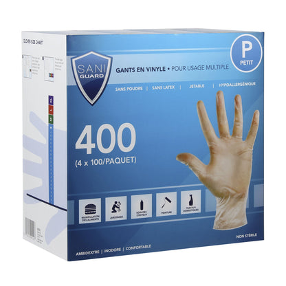 Sani Guard Small Vinyl Gloves, 4 packs of 100 - image 1