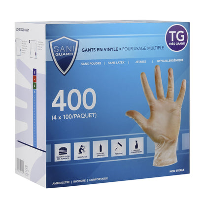 Sani Guard Extra-Large Vinyl Gloves, 4 packs of 100 - image 1