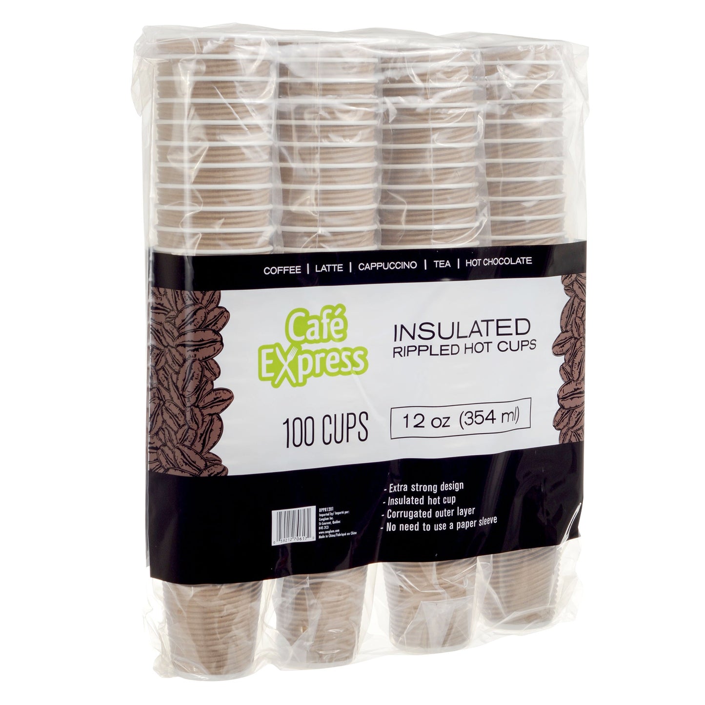 Café Express 12-oz Brown Ripple Hot Cups, 5 packs of 100 - image 2