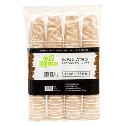 Café Express Brown Ripple 16-oz Hot Cups, 5 packs of 100 - image 2