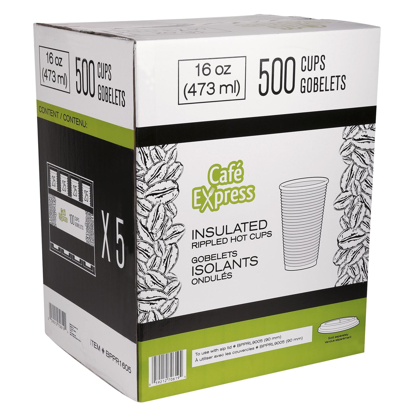 Café Express Brown Ripple 16-oz Hot Cups, 5 packs of 100 - image 3
