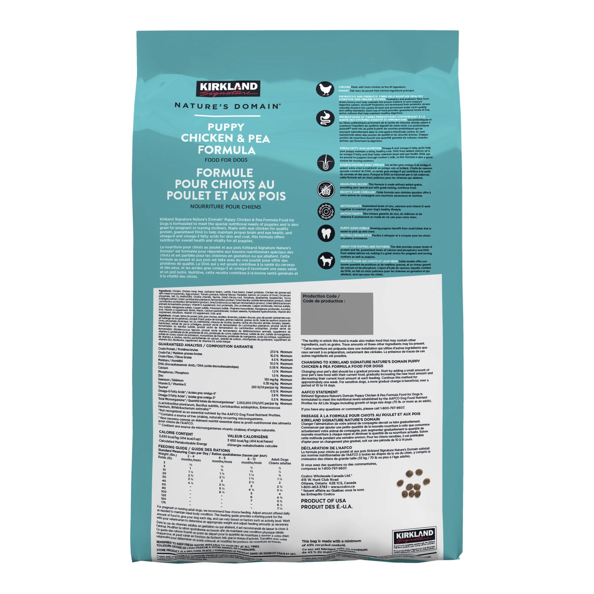 Kirkland Signature Nature's Domain Puppy Chicken & Pea, 9.07 kg - image 2