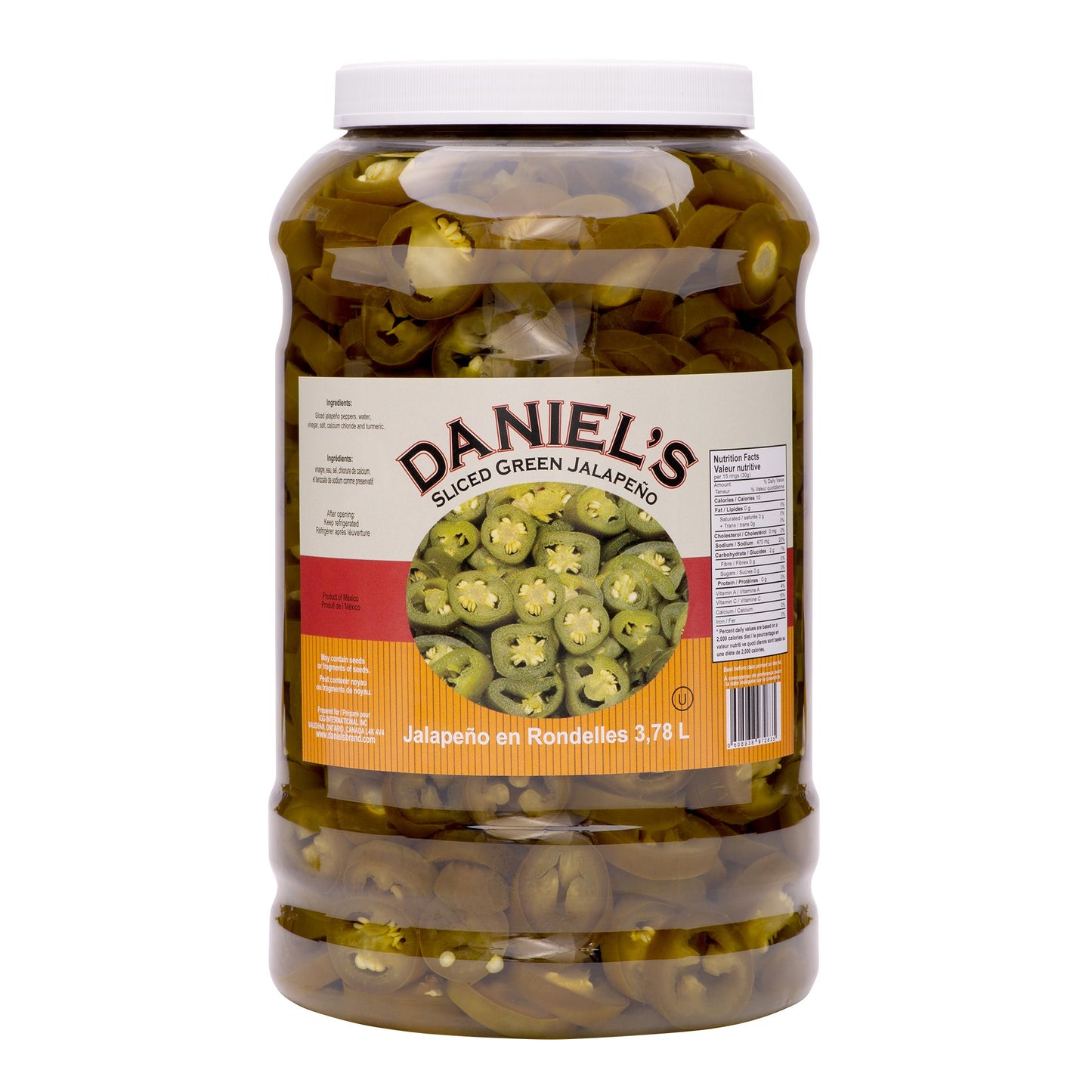 Daniel's Sliced Green Jalapeño Peppers, 3.78 L - image 1