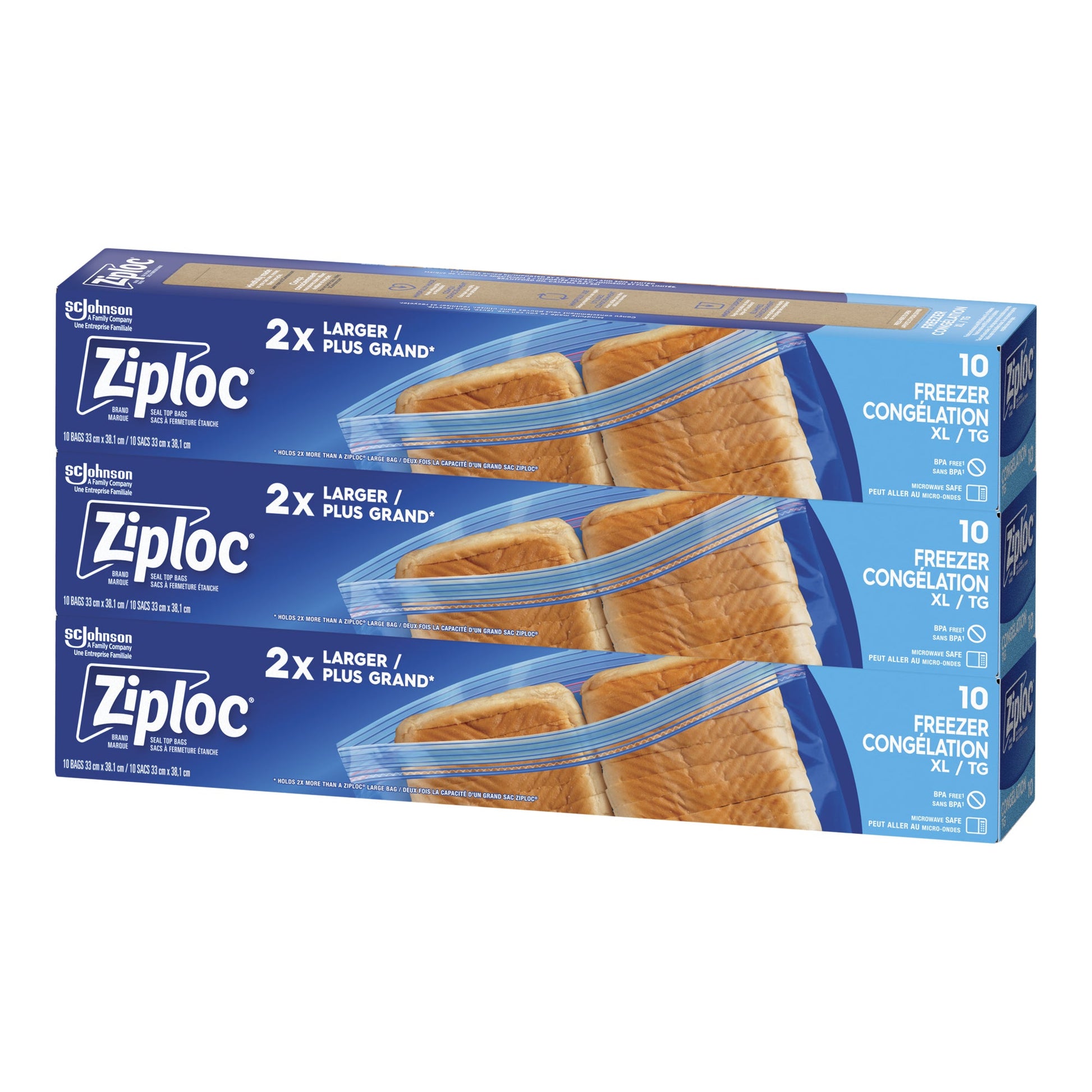 Ziploc Brand Extra Large Freezer Bags 3 packs of 10 - image 1