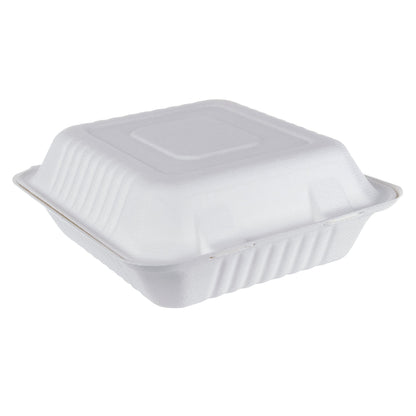 iEco Hinged Bagasse Container 8 in × 8 in, 2 packs of 50 - image 1