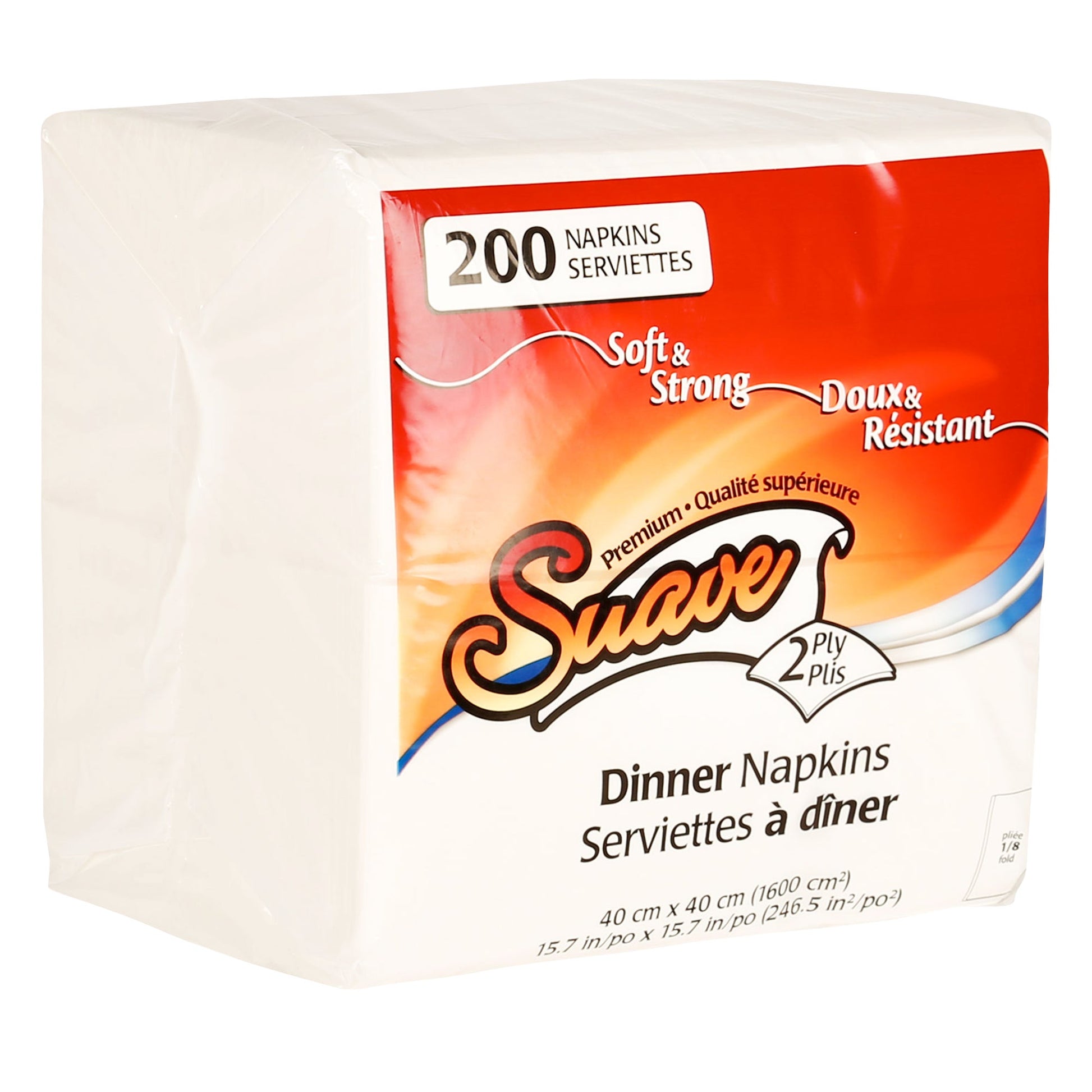 Suave Dinner Napkins 2-ply 1/8 Fold, 4 packs of 200 - image 1