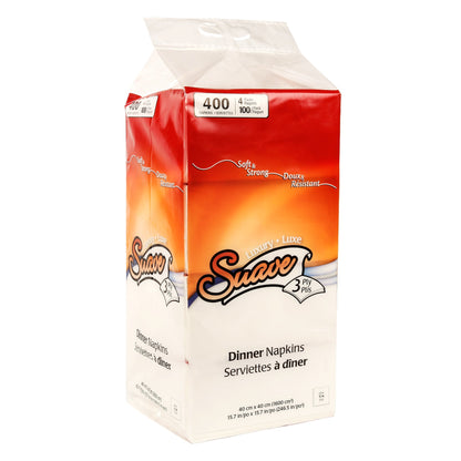 Suave 3-ply 1/4 Fold Dinner Napkins, 4 packs of 100 - image 1