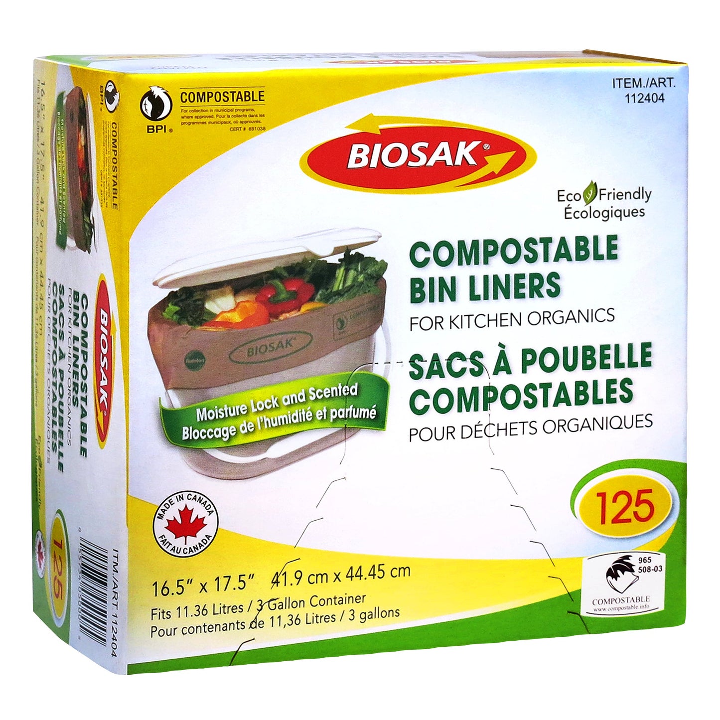 Biosak Compostable Kitchen Bin Liners, Pack of 125 - image 1