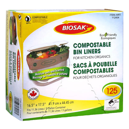 Biosak Compostable Kitchen Bin Liners, Pack of 125 - image 1