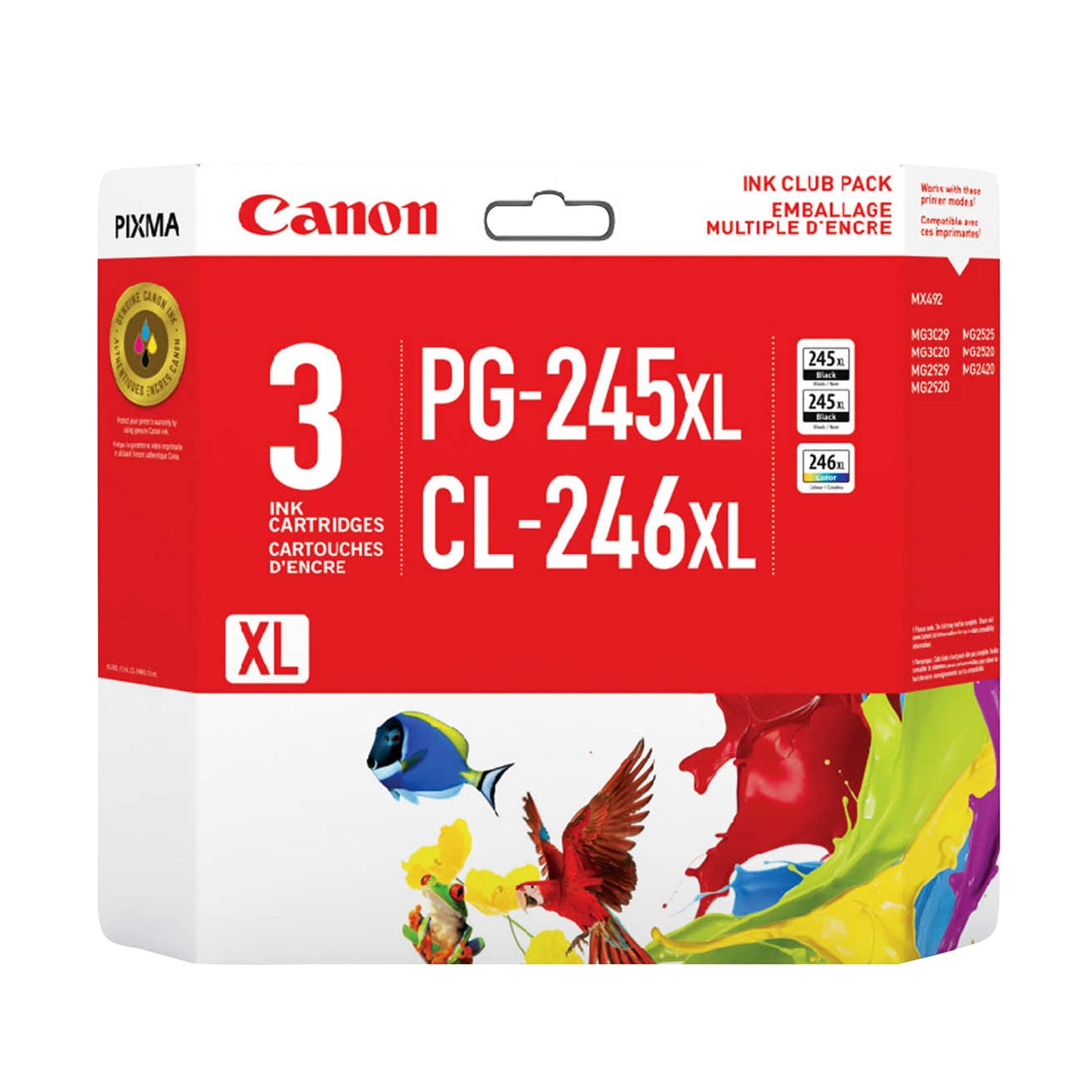 Canon PG-245XL Black and CL-246XL Colour Ink Cartridge, Pack of 3 - image 1