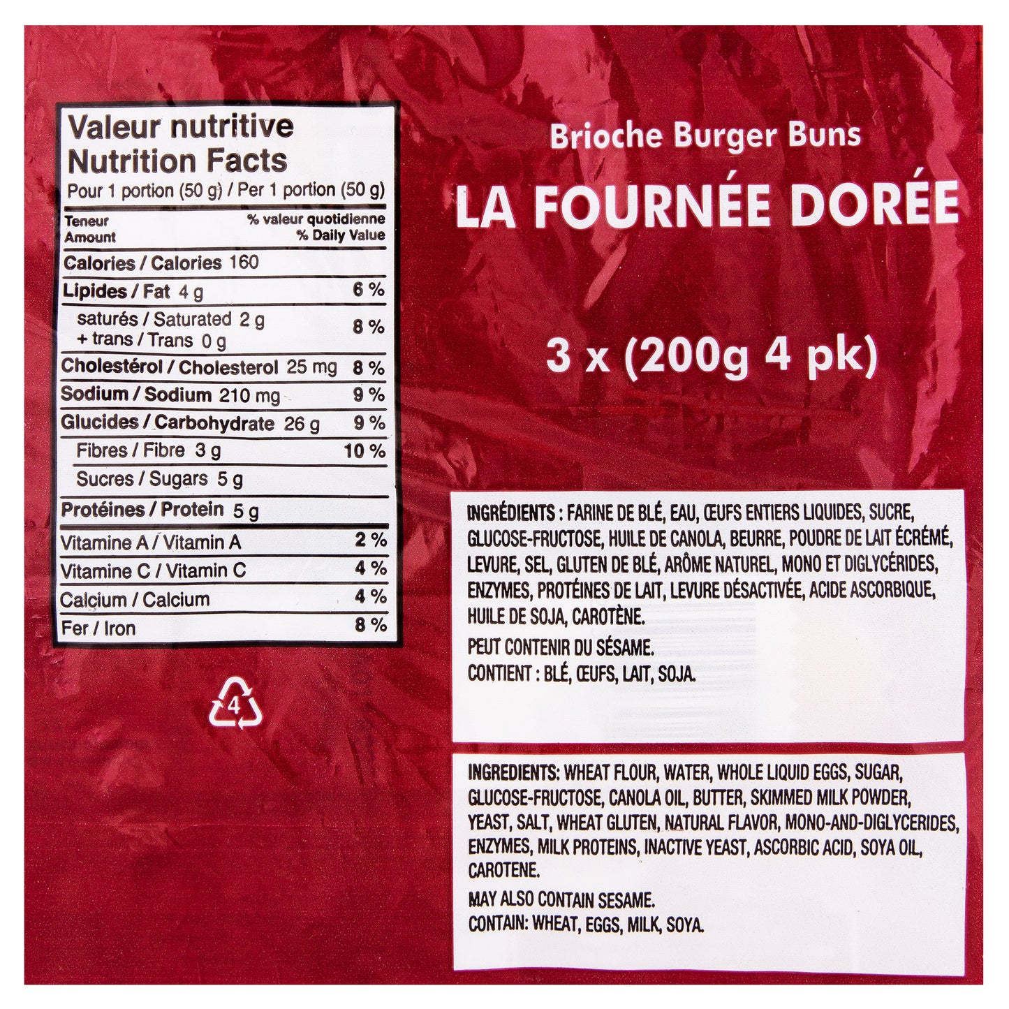 La Fournée Dorée Brioche Burger Buns, 3 × 200 g - image 2
