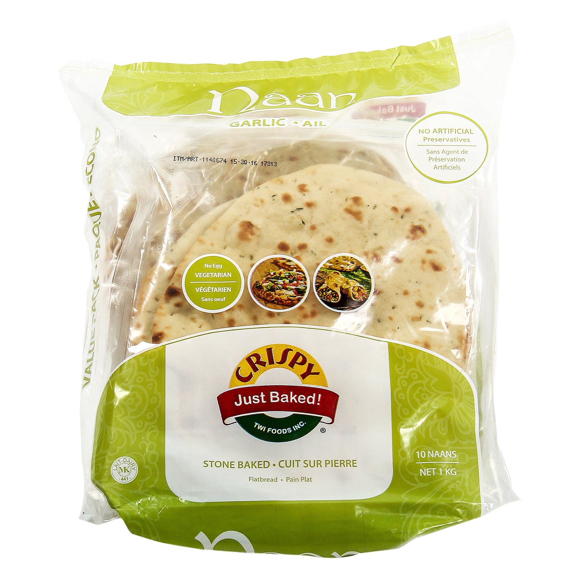 Crispy Garlic Naan, 2 × 500 g - image 1