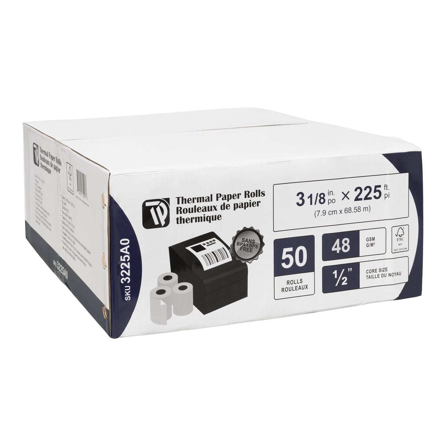 Thermal Paper Rolls 3.125 in × 225 ft
Pack of 50 - image 1