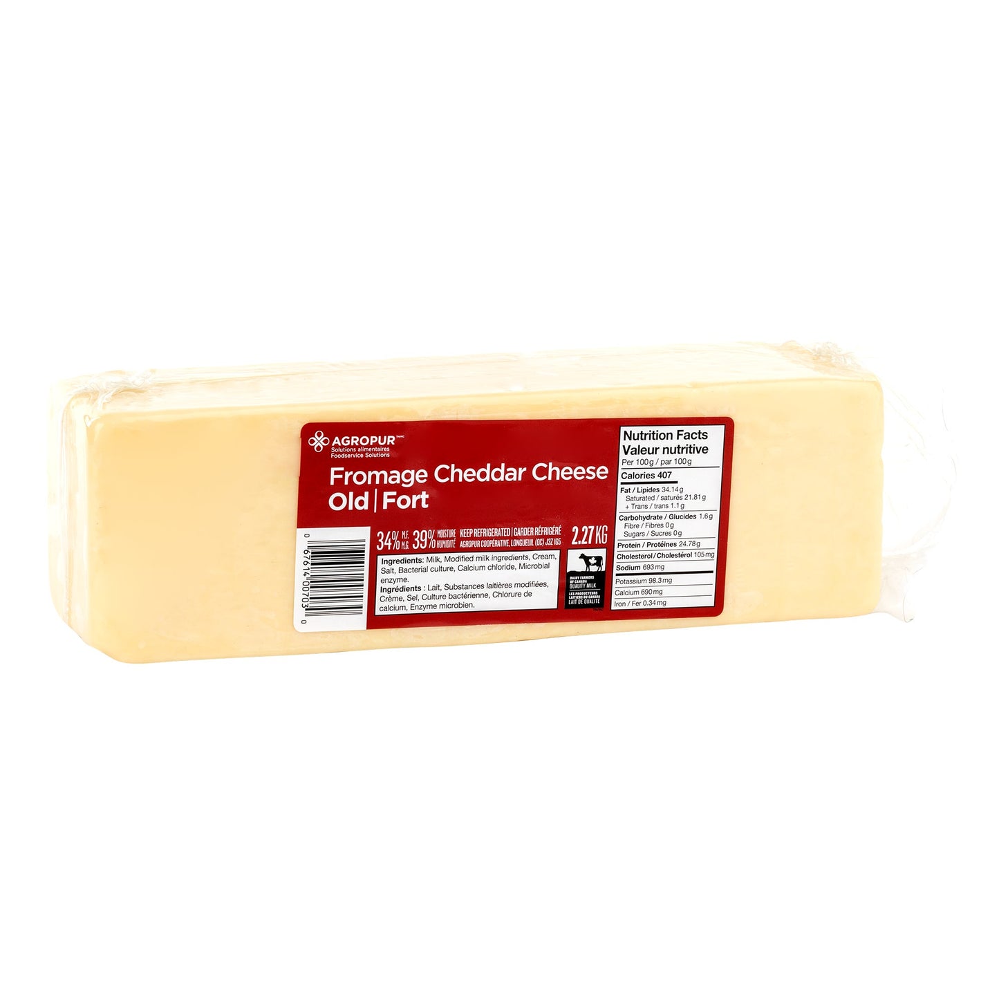 Agropur Old White Cheddar Cheese, 2.27 kg - image 1