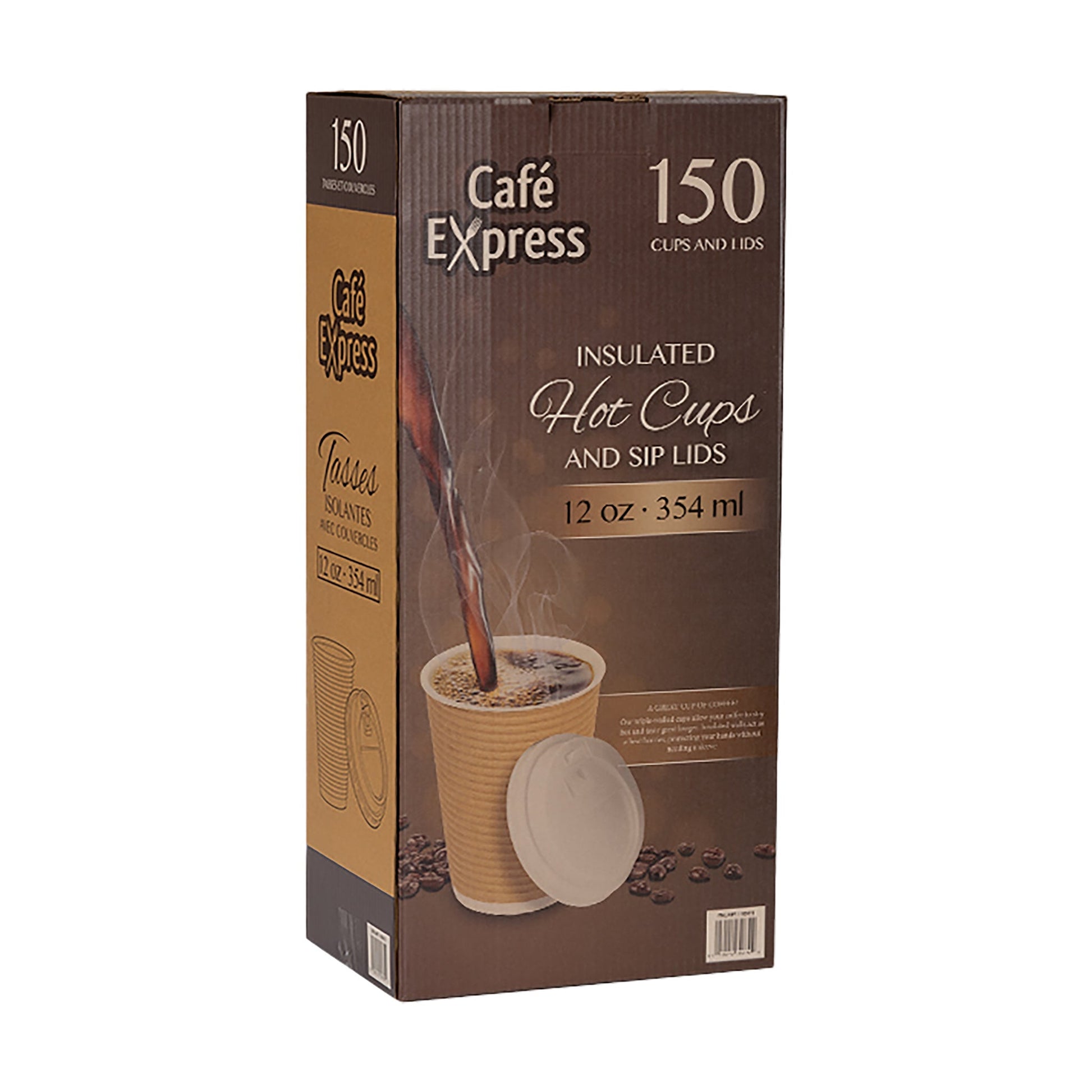 Café Express 12-oz Brown Ripple Hot Cups and Lid, Pack of 150 - image 2