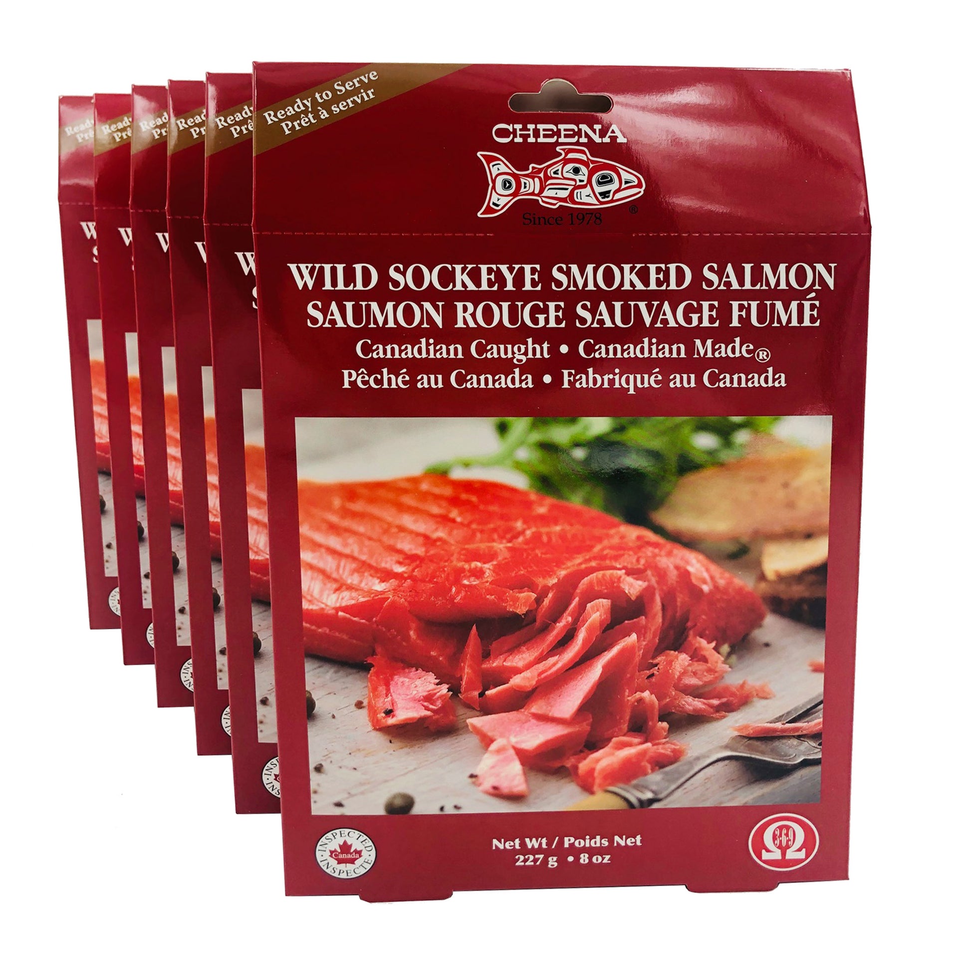 Cheena Canada Wild Smoked Sockeye Salmon Retort, 6 × 227 g - image 1