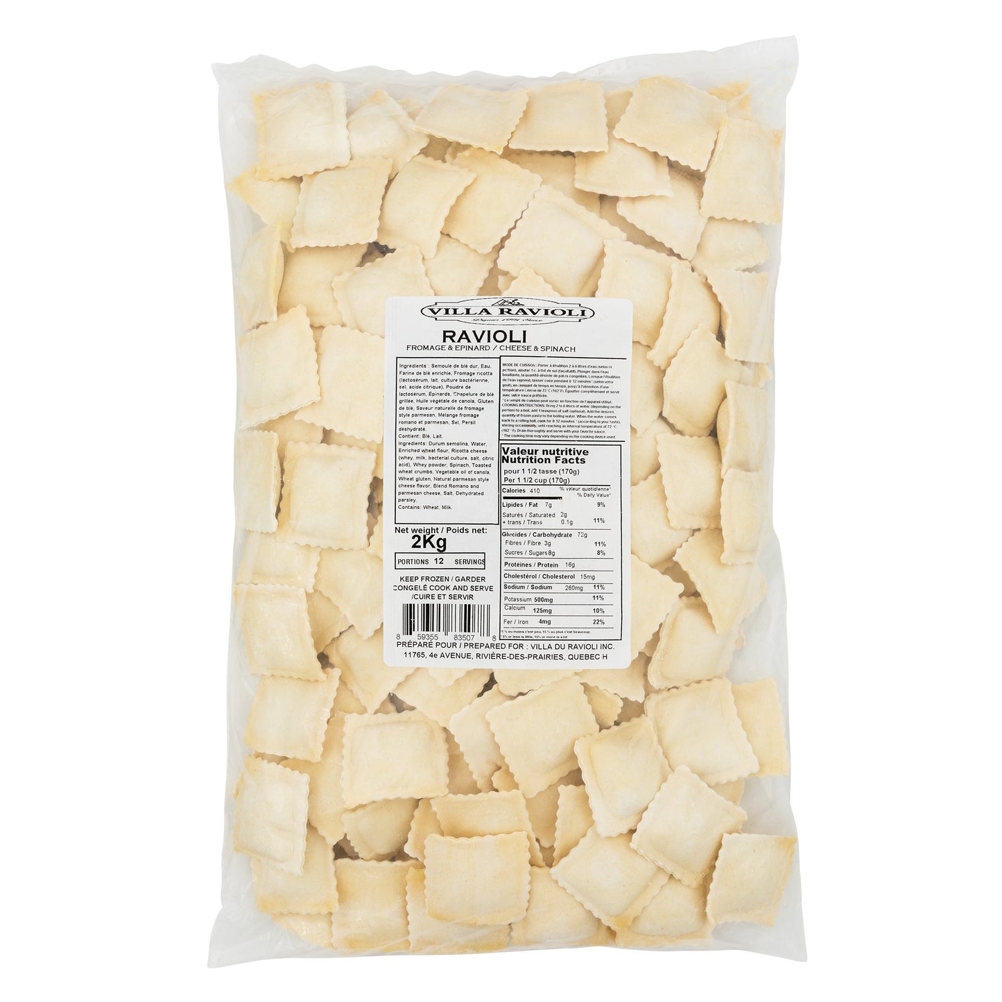Villa Ravioli Frozen Cheese and Spinach Ravioli, 2 kg - image 3