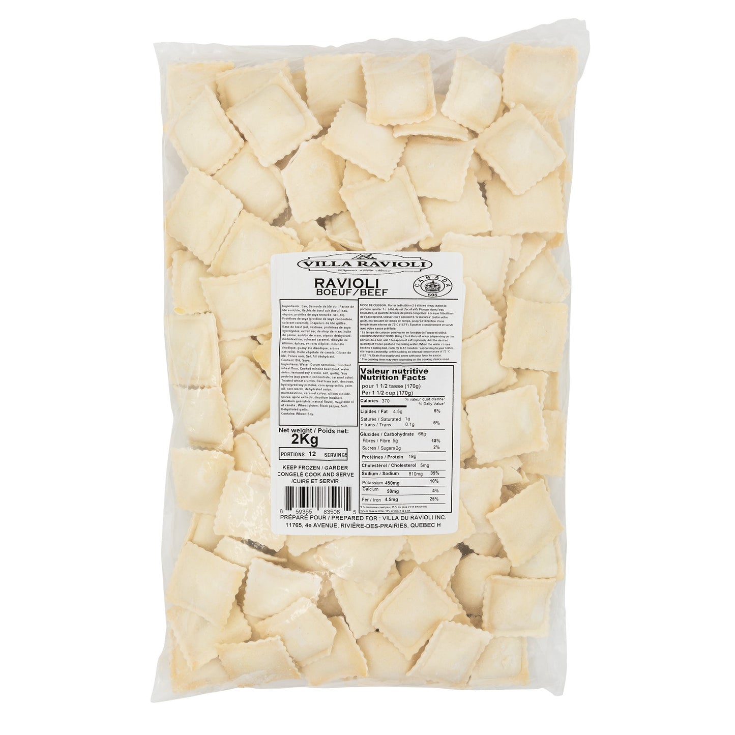 Villa Ravioli Frozen Beef Classic Ravioli, 2 kg - image 3
