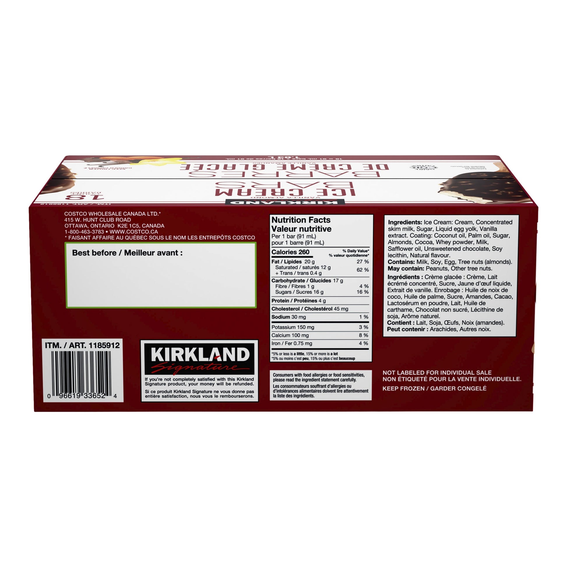Kirkland Signature Chocolate Almond Ice Cream Bars, 18 x 91 mL - image 2