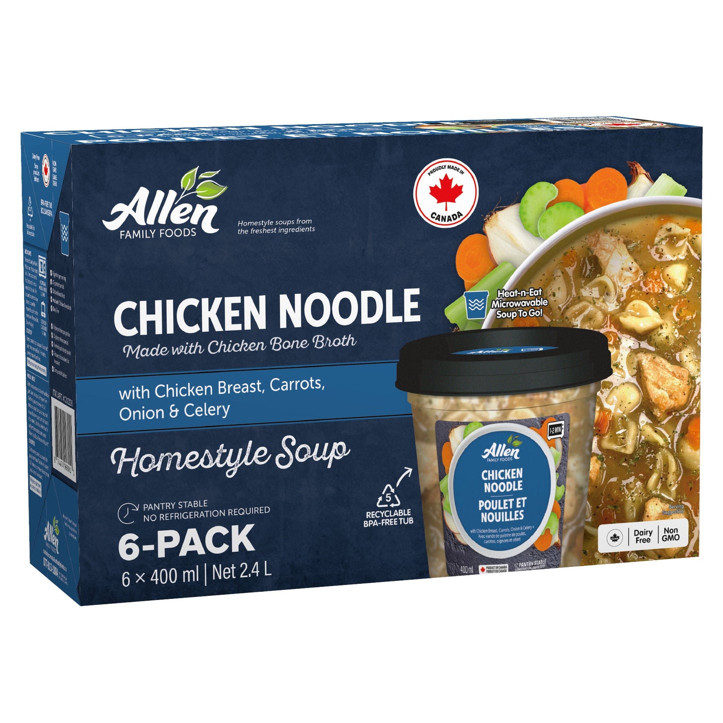 Allen Family Foods Chicken Noodle Soup, 6 x 400 mL - image 1