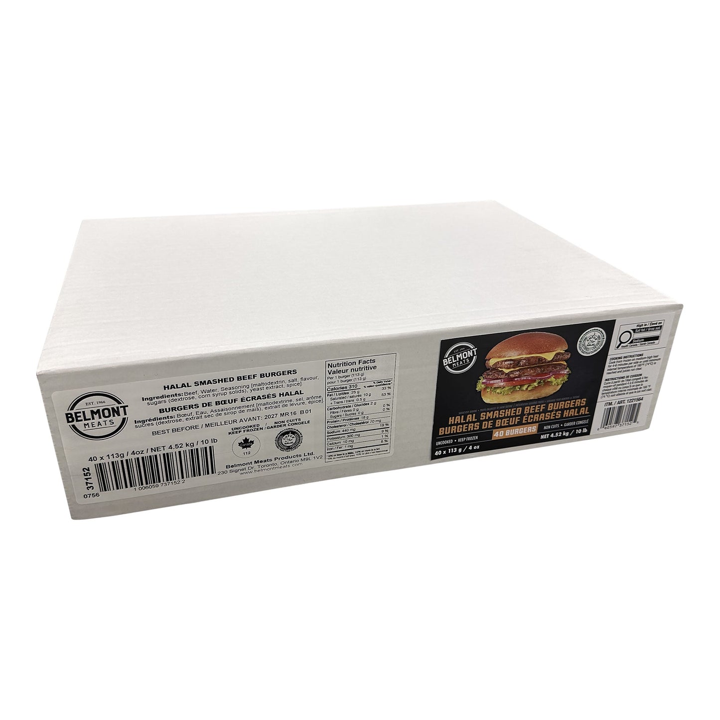 Belmont Meats, Halal Smashed Burgers, 40 x 113 g - image 1