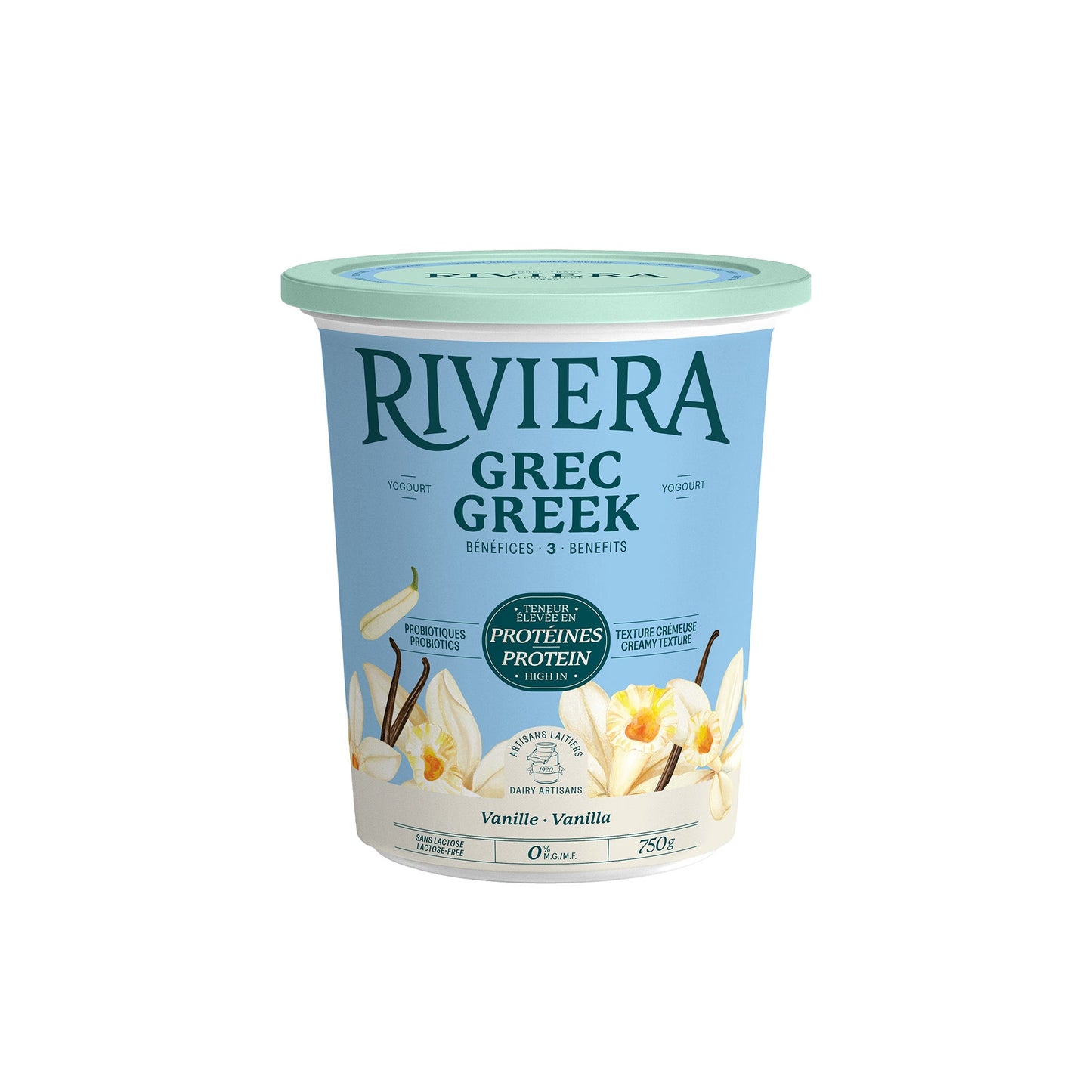 Riviera Greek 0% Vanilla Yogurt, 2 x 750 g - image 1