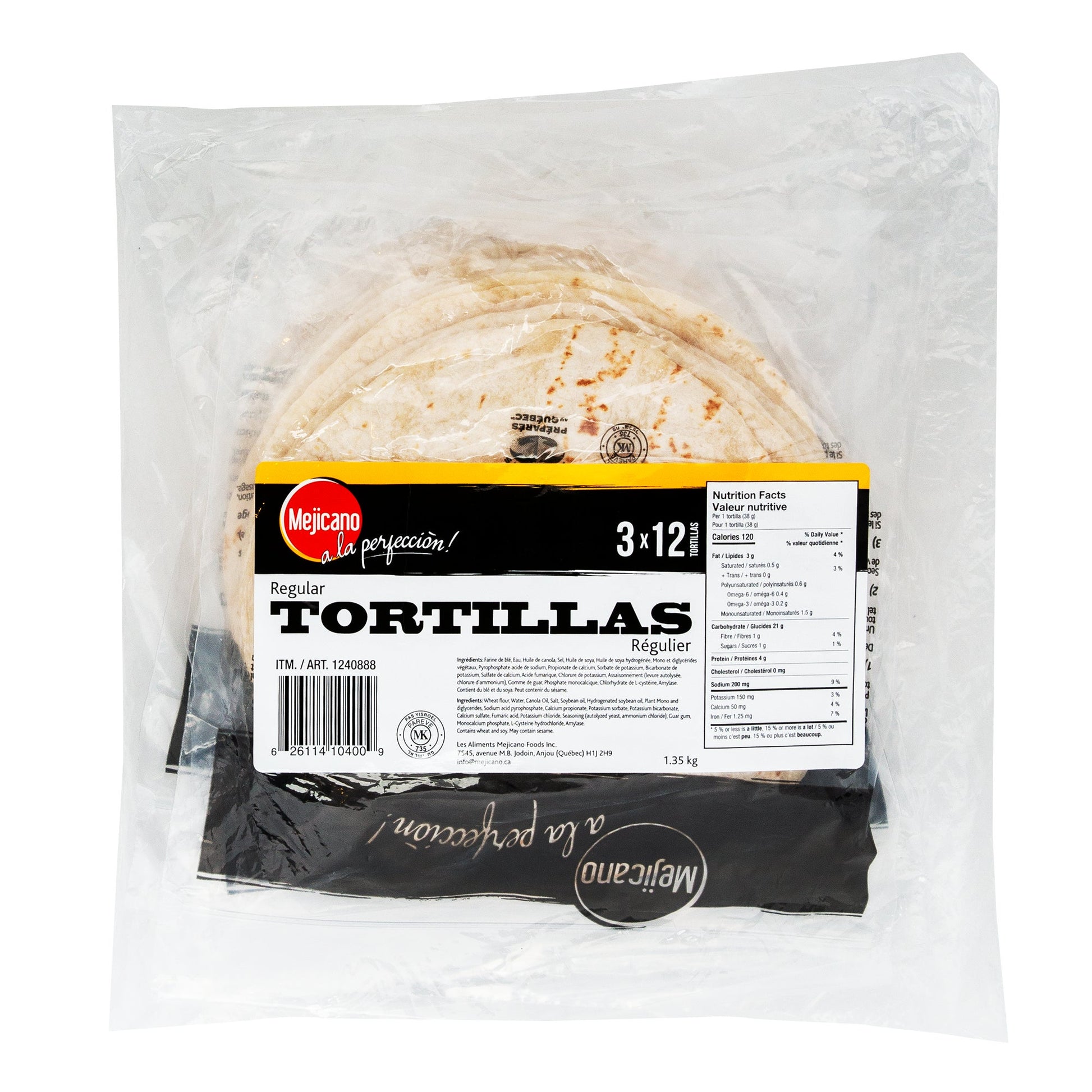 Mejicano 7-in Regular Tortillas, 3 packs of 12 - image 1