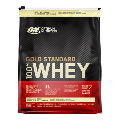 Optimum Nutrition Gold Standard 100% Whey Protein, Vanilla Ice Cream, 2.48 kg - image 1