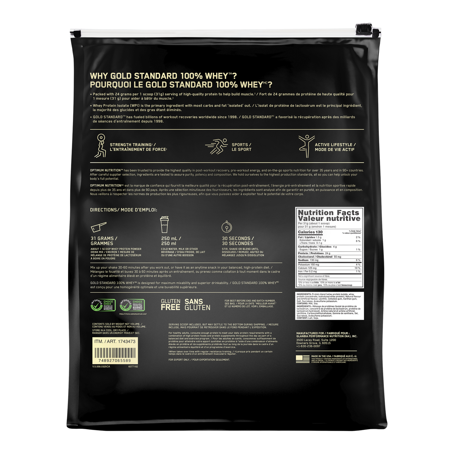 Optimum Nutrition Gold Standard 100% Whey Protein, Vanilla Ice Cream, 2.48 kg - image 2