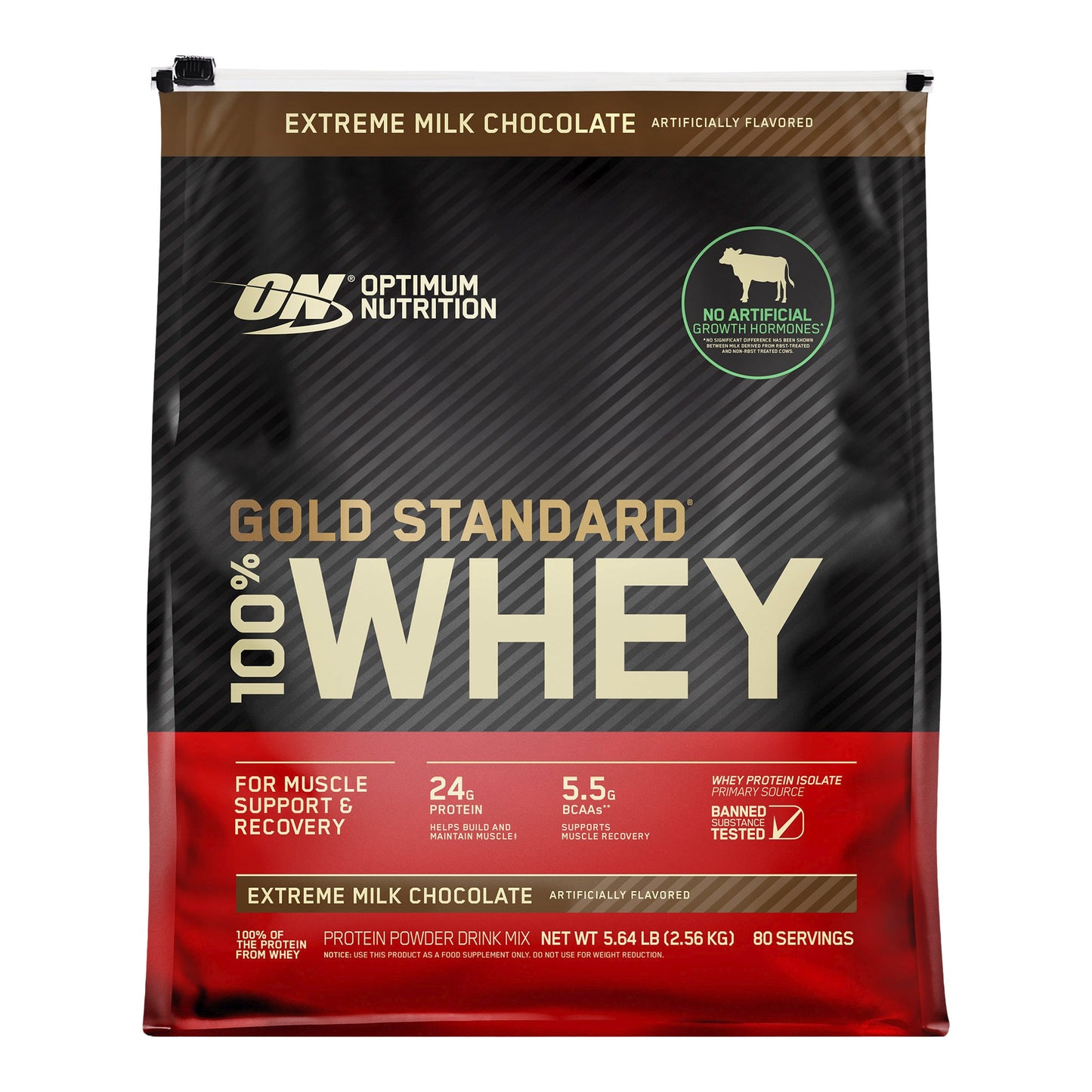 Optimum Nutrition Gold Standard 100% Whey Protein, Extreme Chocolate Shake, 2.56 kg - image 1