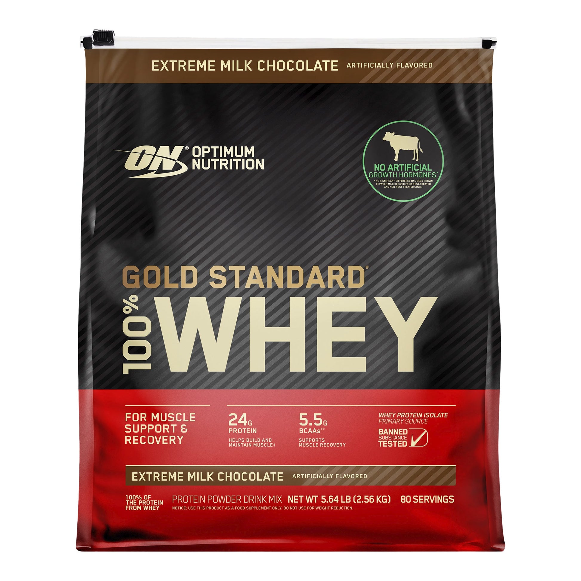 Optimum Nutrition Gold Standard 100% Whey Protein, Extreme Chocolate Shake, 2.56 kg - image 1