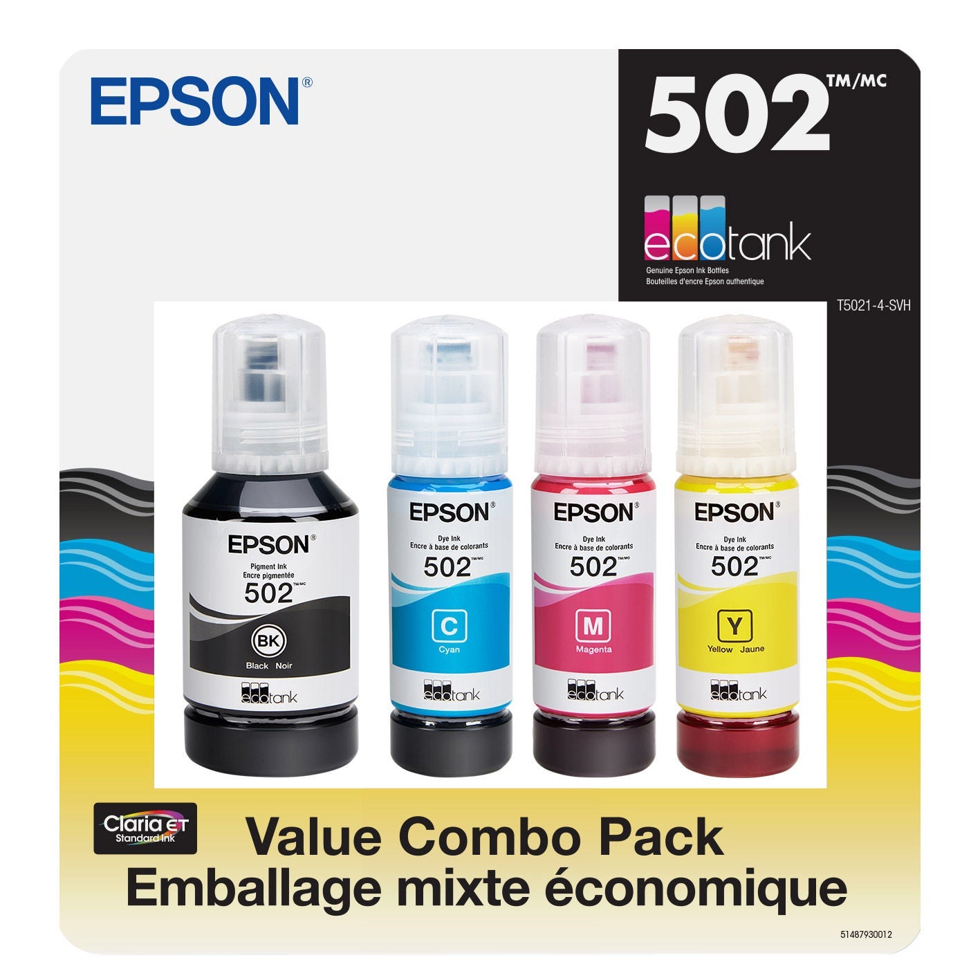 Epson T5021 EcoTank Black and Tri-colour Ink Bottle Combo Pack - image 1