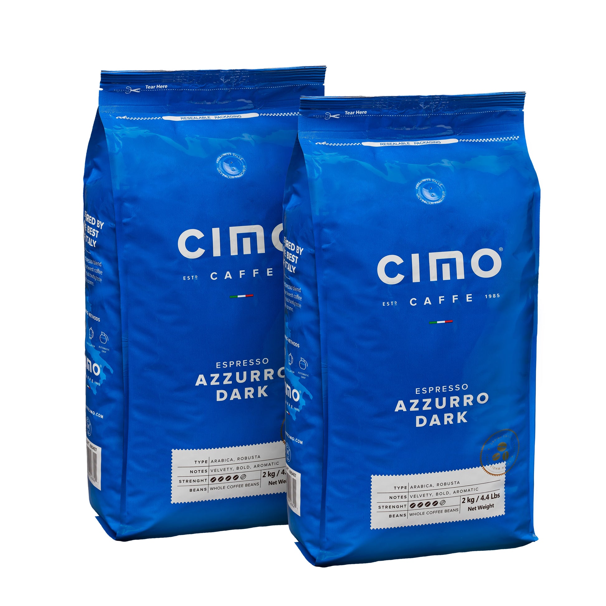 Caffe Cimo Azzurro Dark Espresso Whole Coffee Beans, 2 x 2 kg - image 1