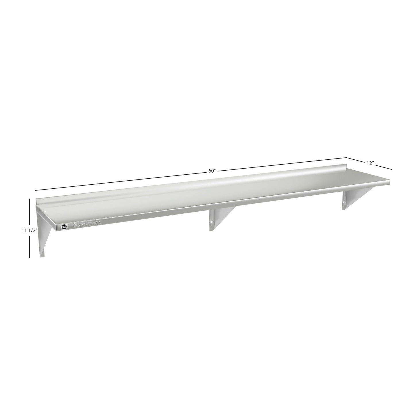Sagetra Stainless Steel Wall Shelf, 12in × 60in - image 3