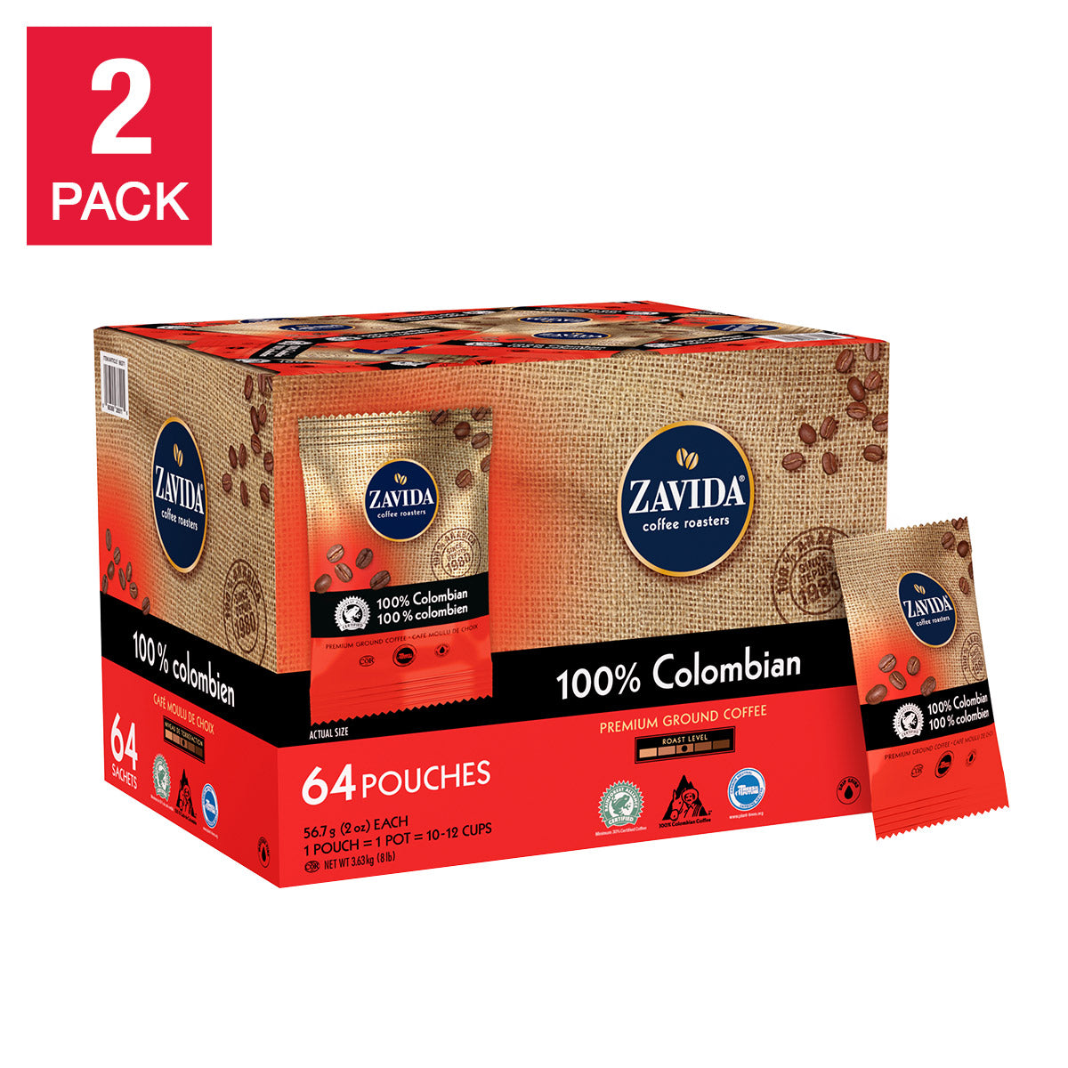 Zavida 100% Colombian Coffee, 56.7 g (2 oz), 128 count - image 1
