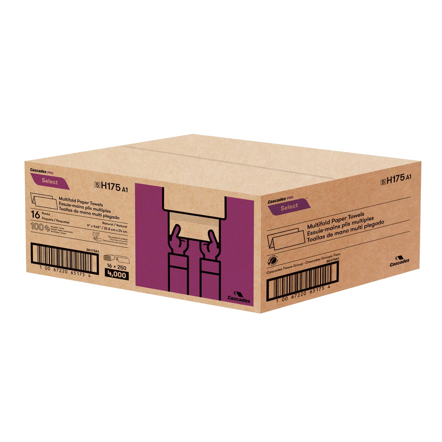 Cascade Pro Select Kraft Multifold Paper Towels, 218.9 m² (2,356 ft²), Pack of 16 - image 2