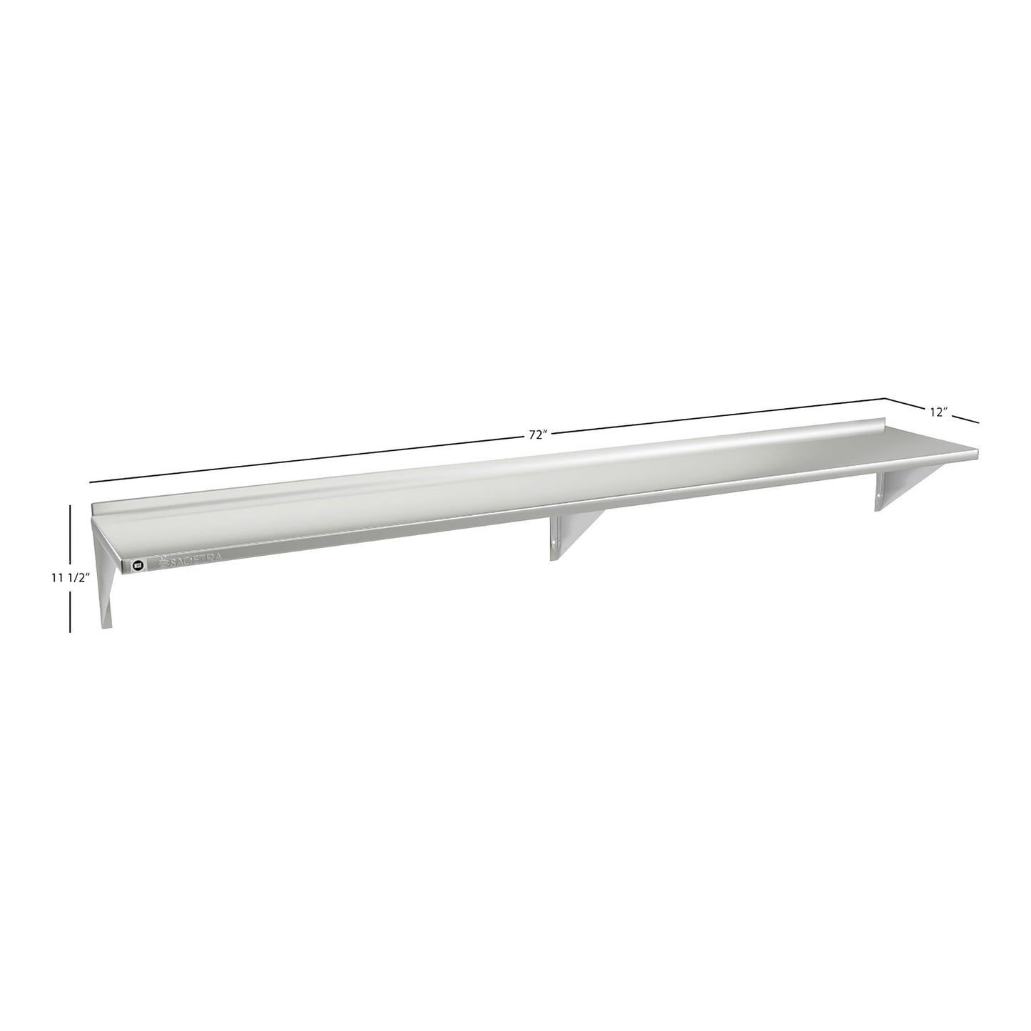 Sagetra Stainless Steel Wall Shelf, 12in × 72in - image 3