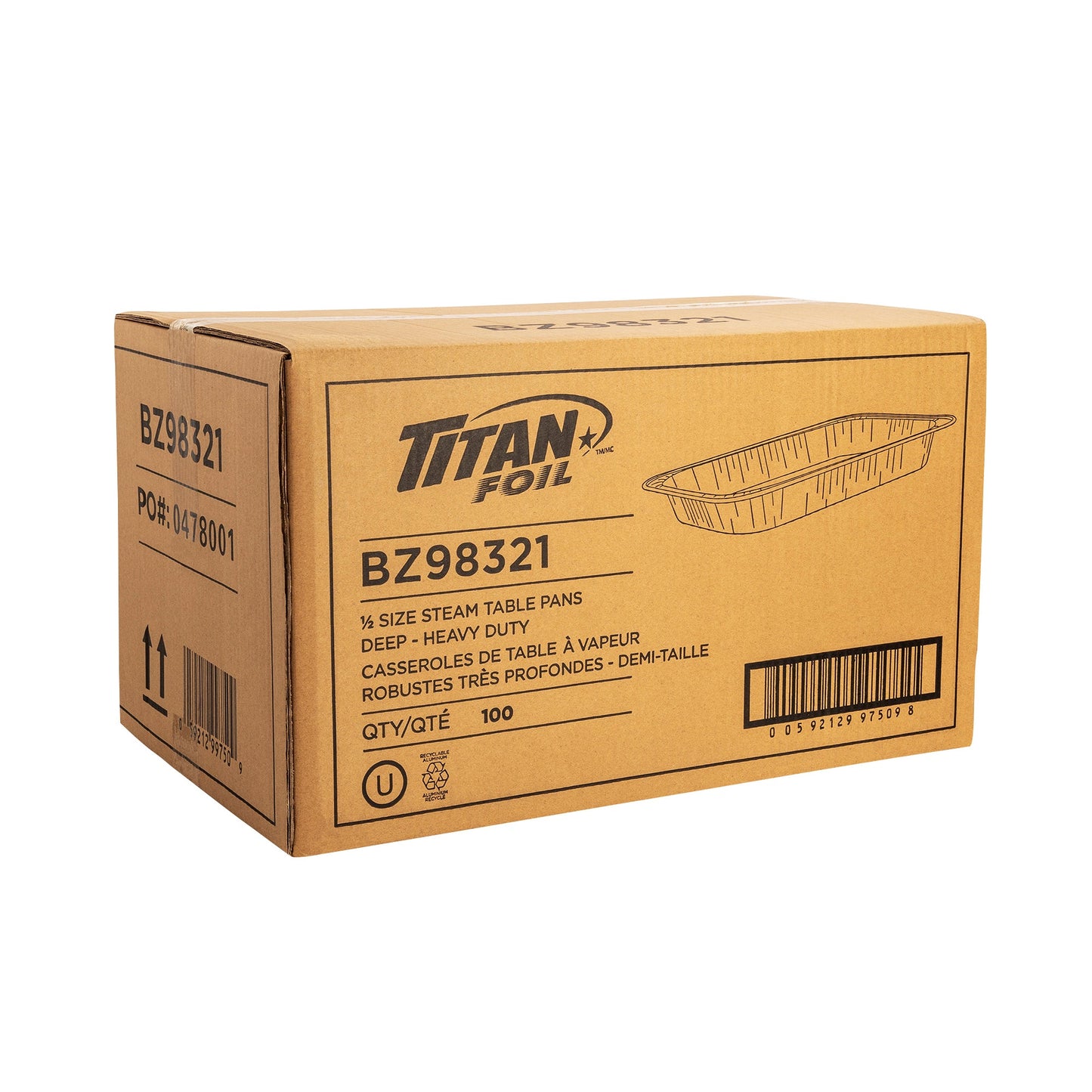 Titan Aluminum Half Steam Pans, Pack of 100 - image 2