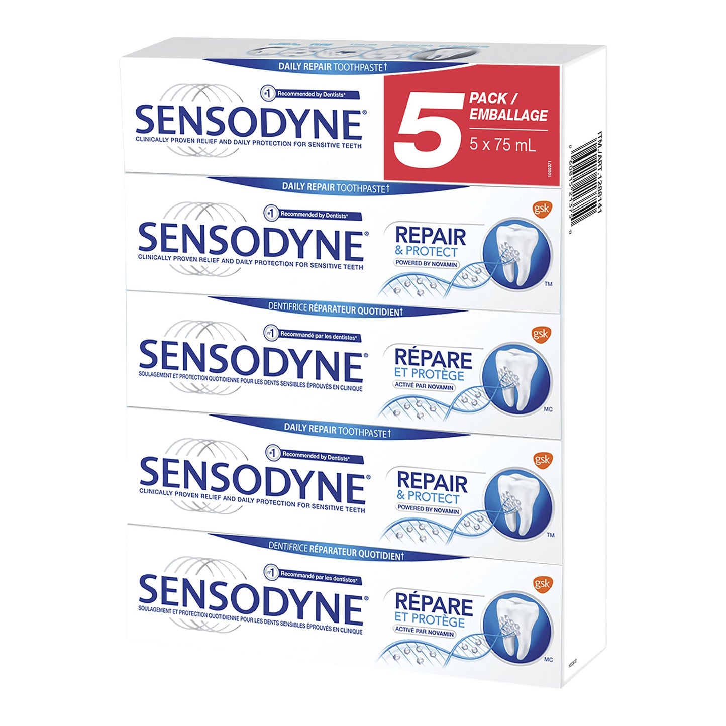 Sensodyne Toothpaste Repair and Protect Original, 5 x 75 mL - image 1