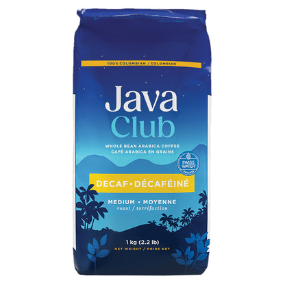 Java Club 100% Colombian Whole Bean Decaf Arabica Coffee, 2 x 1 kg - image 1