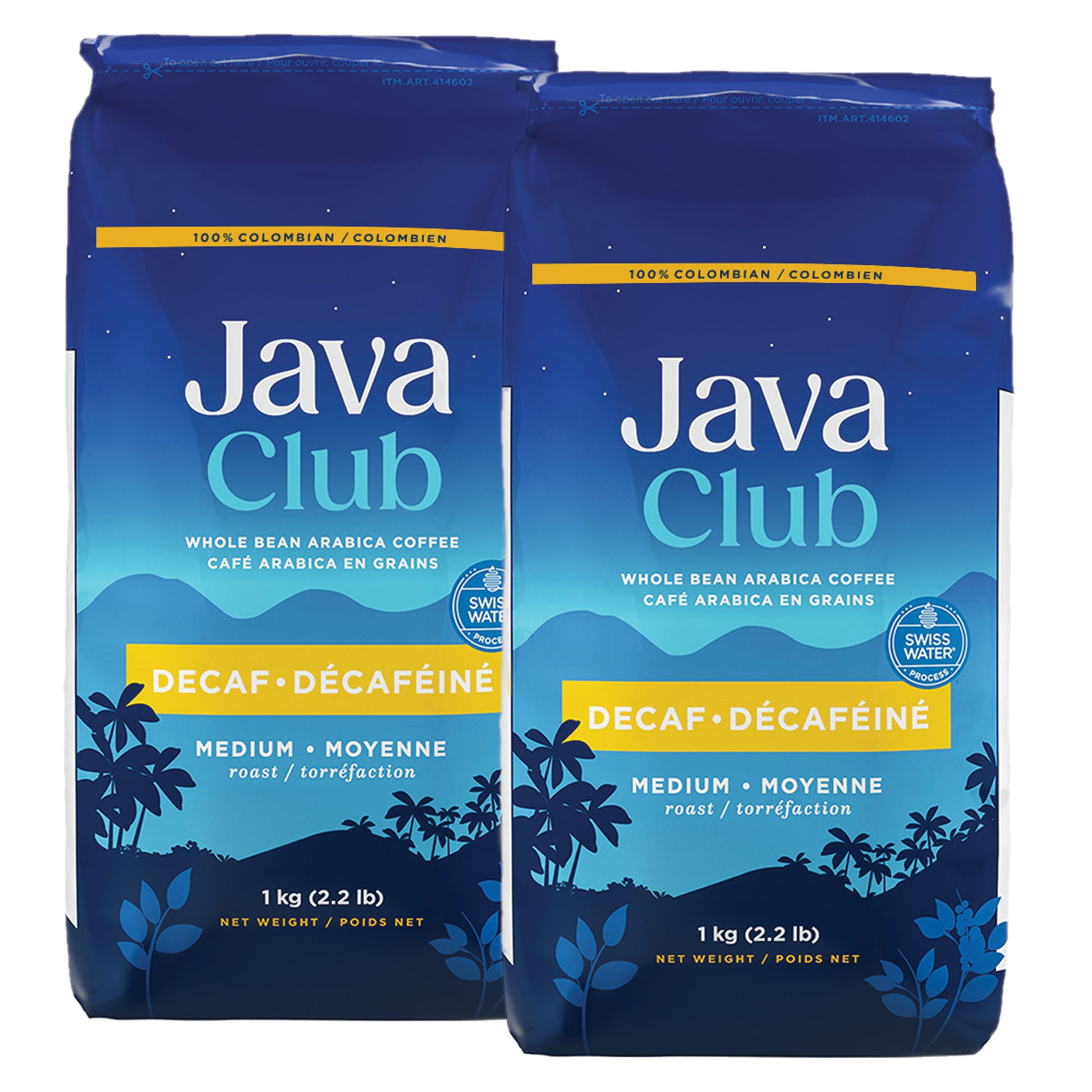 Java Club 100% Colombian Whole Bean Decaf Arabica Coffee, 2 x 1 kg - image 2