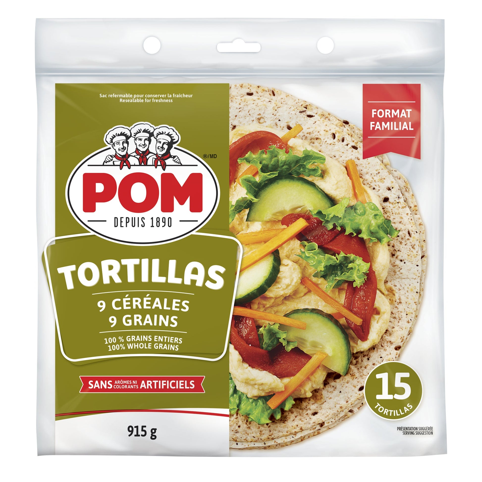 POM 9 Grain 10-in Whole Wheat Tortillas, pack of 15 - image 1