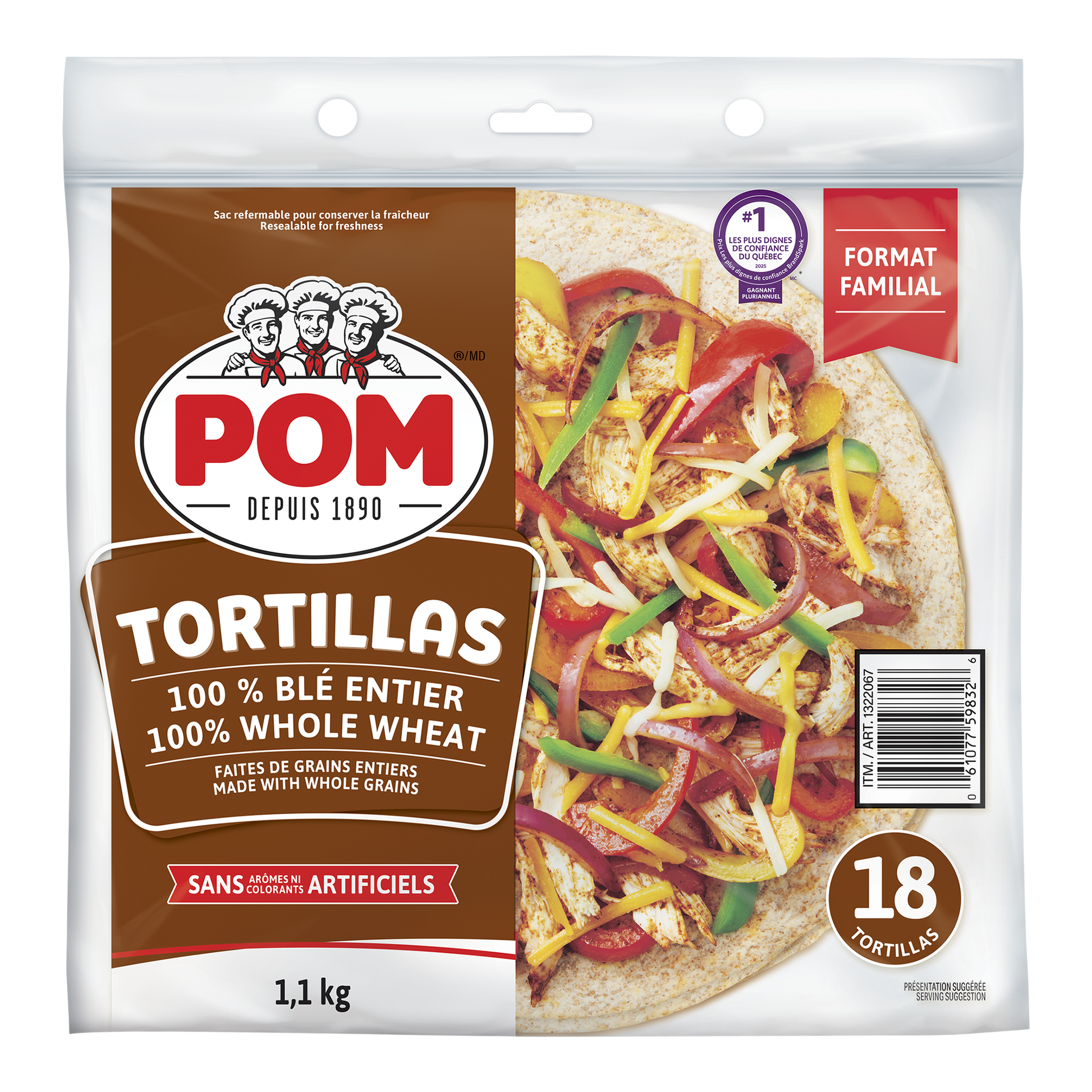 POM 10 in Whole Wheat Tortilla, Pack of 18 - image 1