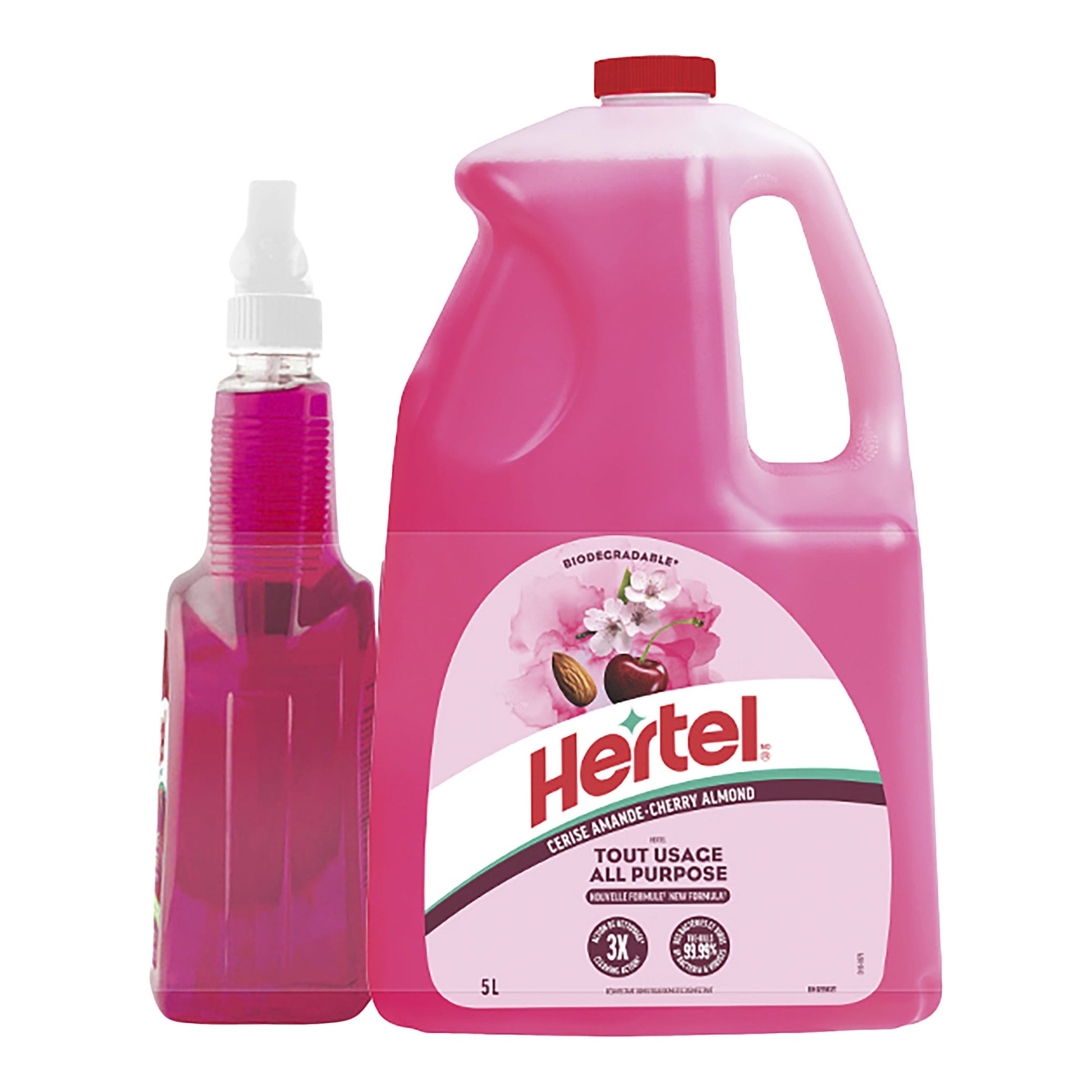 Hertel - All Purpose Cherry Almond Disinfectant Cleaner, 5L Jug + 950ML Spray Bottle - image 1