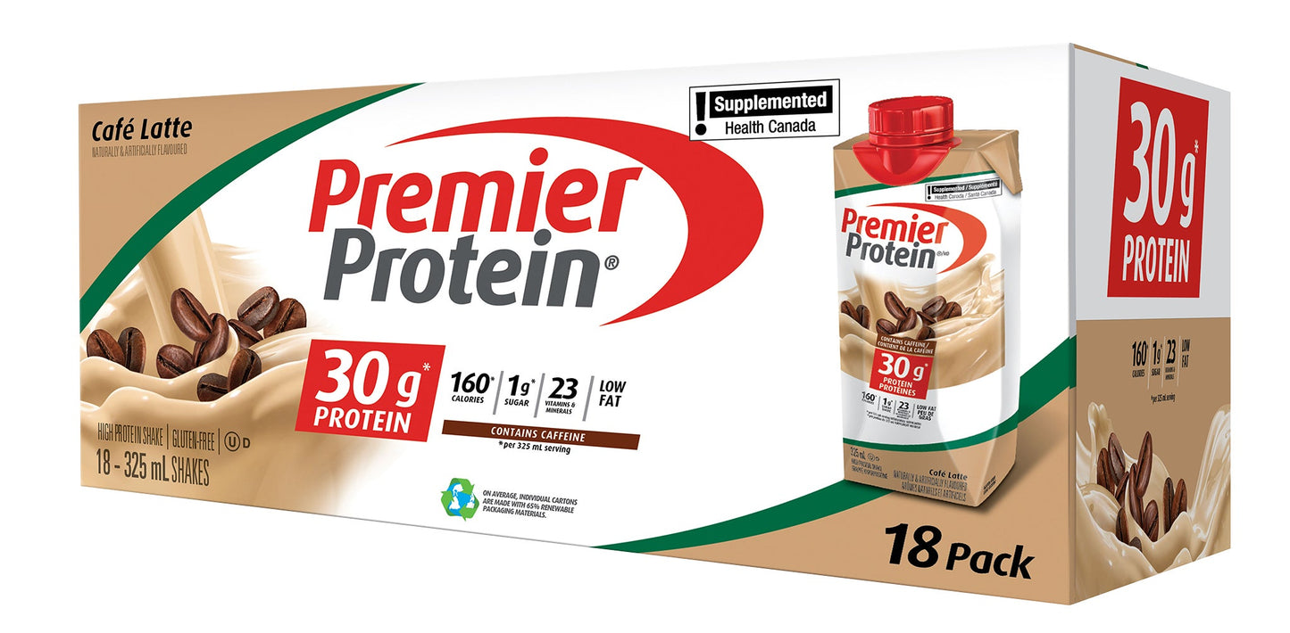 Premier Protein High-protein Café Latte Shake, 18 × 325 mL - image 1