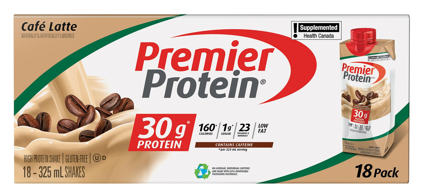 Premier Protein High-protein Café Latte Shake, 18 × 325 mL - image 3