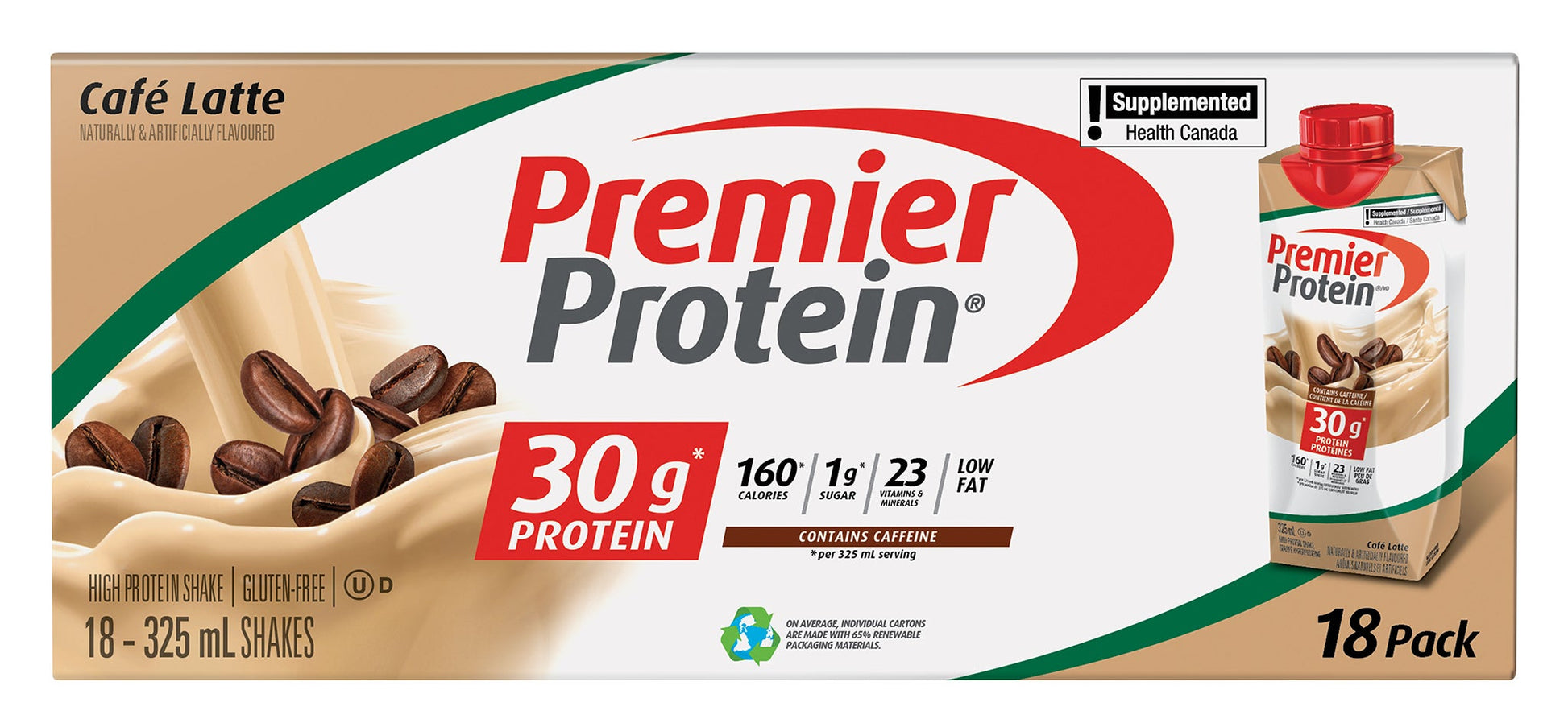 Premier Protein High-protein Café Latte Shake, 18 × 325 mL - image 3