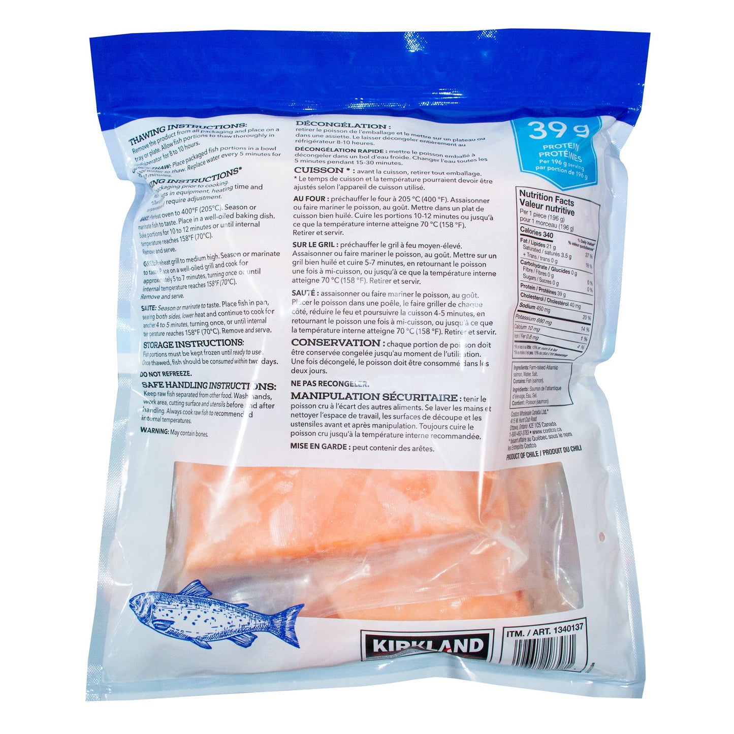 Kirkland Signature Frozen Atlantic Salmon, 1.36 kg - image 2