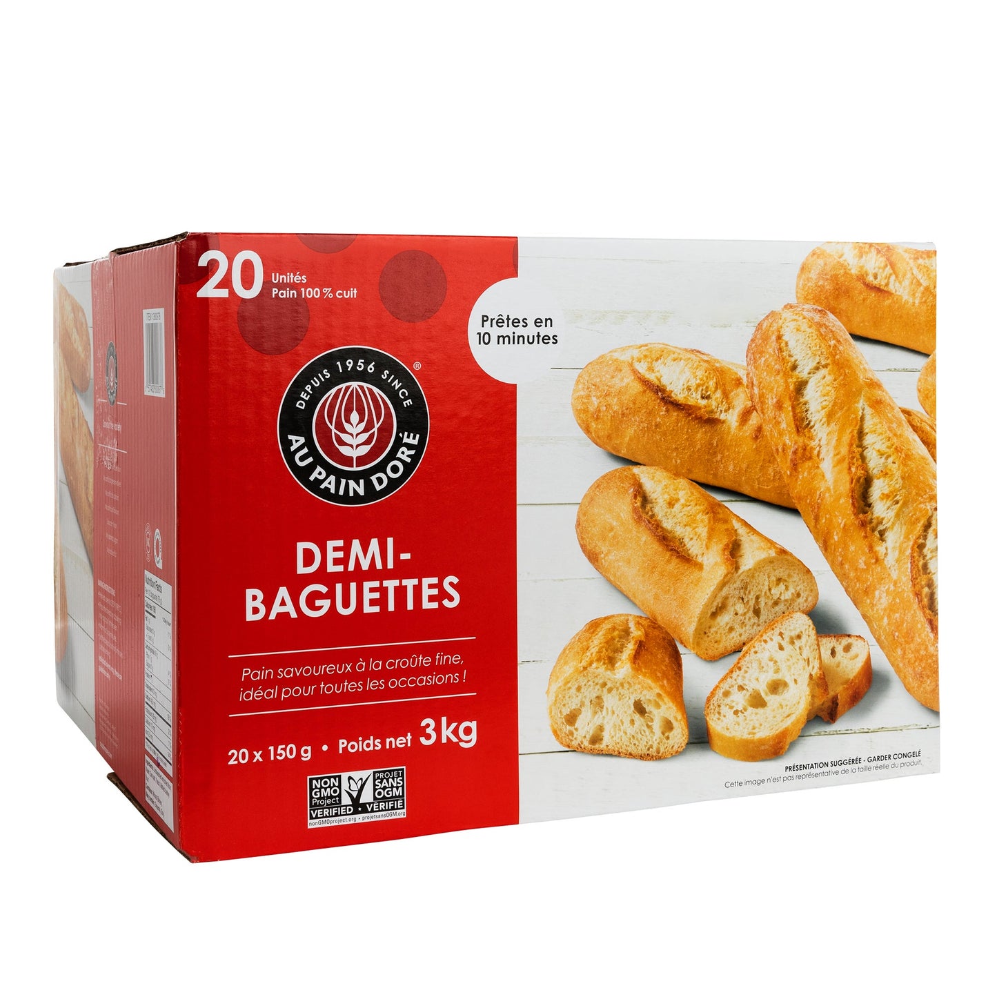 Au pain doré Frozen Demi-Baguettes, 3 kg - image 1