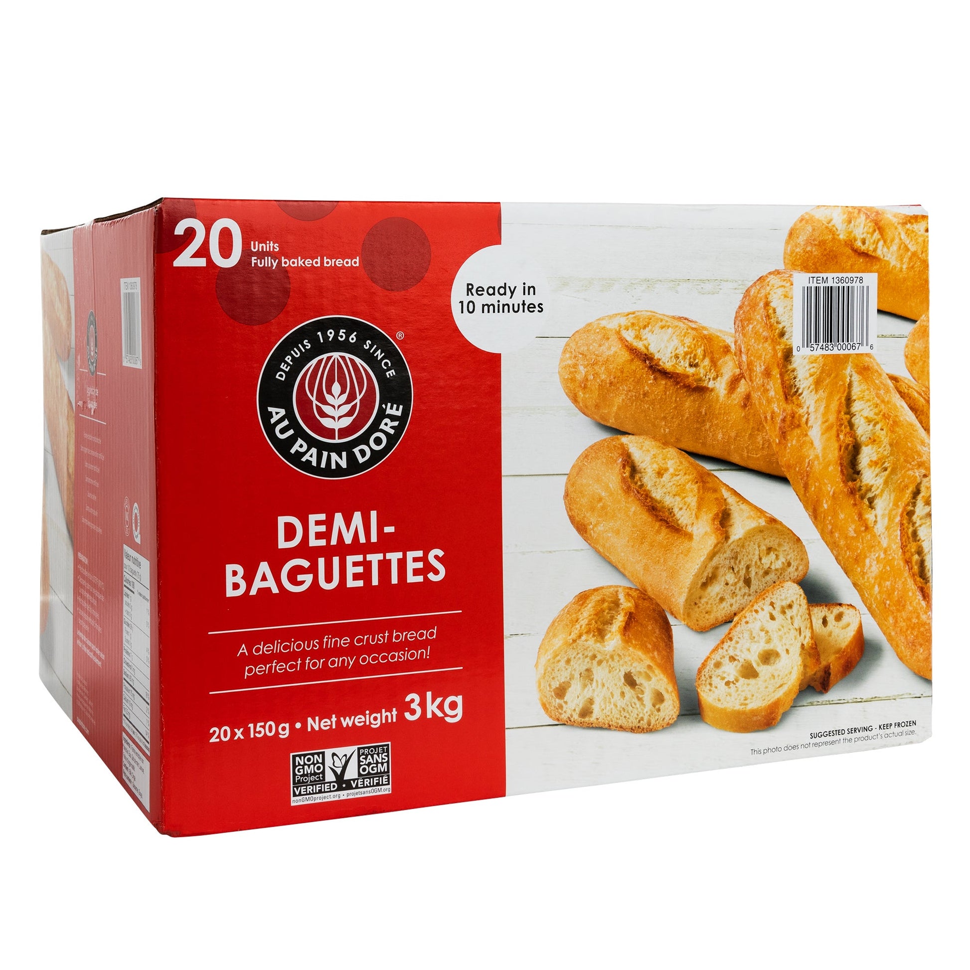 Au pain doré Frozen Demi-Baguettes, 3 kg - image 2